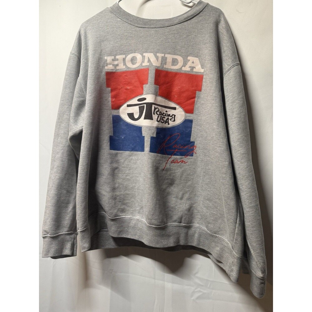 Vintage JT Racing USA x Honda Racing Team Graphic Crewneck Sweatshirt - Grey XL